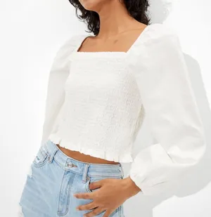 Smocked Long Sleeve Crop thumbnail 1