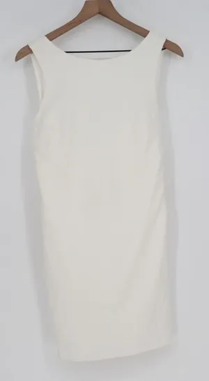 Lulus Sheath Dress Women Large White Stretch Pleated Cut Out Round Neck Side Zip thumbnail 1