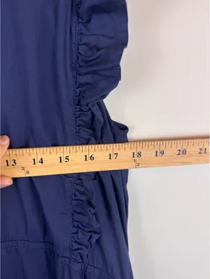 STARK X Navy Blue Cotton Ruffle Tiered Maxi Dress Size L Made in USA thumbnail 11