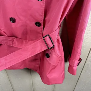 Coach Short Trench Coat Womens Medium Pink Double Breasted Belted Quiet Luxury thumbnail 4