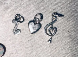 Sterling Silver Musical Notes & heart charms set of 3 thumbnail 1