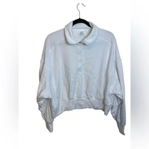 Fabletics White Year Round Terry Front Snap Sweatshirt thumbnail 2