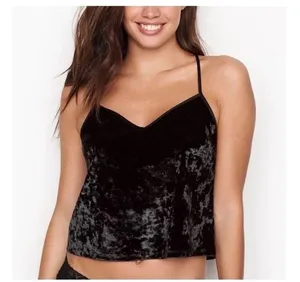 Victoria's Secret M Silver Crushed Velvet Cami Tank Top V-Neck Criss Cross Vtg thumbnail 5