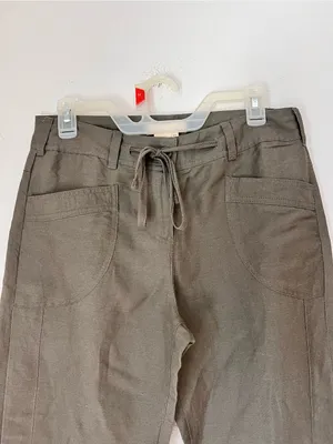 Sandro Gray Linen Blend Straight Leg Trousers Women's Size 8P Petite Lightweight thumbnail 3