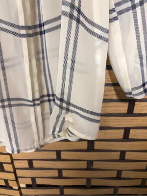 Abercrombie & fitch white and blue plaid sheer top size medium thumbnail 3