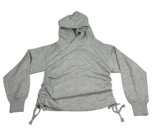 Aerie Hoodie Sweatshirt Oversized Cinch Side Ruched Pullover Grey Cropped XS NEW thumbnail 5