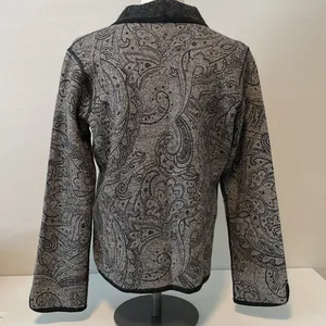 Austin Reed gray paisley wool cardigan sweater sz M thumbnail 2