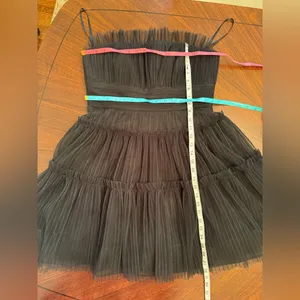 NWT Black BCBGMaxAzria Strapless Tiered Tulle Mini Dress Sz 12 thumbnail 5