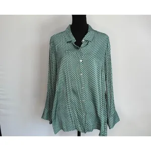 J. Jill Womens XL Green Geometric Print Button-Down Blouse 55% Viscose 45% Rayon thumbnail 2