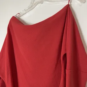 Free People red off shoulder long sleeve waffle knit thermal top size medium thumbnail 2