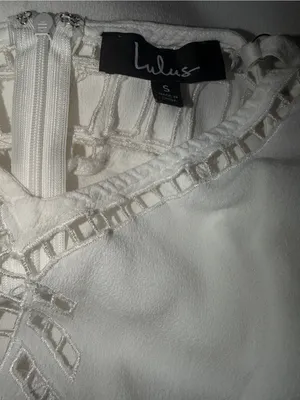 Lulus White Crochet Lace Cover Up Dress Small Beach Resort Vacation thumbnail 6