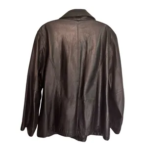 Outbrook Size 1X Vintage Collared Black Leather Zip-Up Jacket Coldwater Creek thumbnail 6