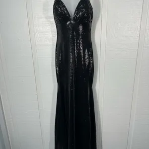 MAC DUGGAL Black Sequined Spaghetti Strap Mermaid Dress Size 4 NWOT thumbnail 3