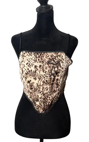 PLT Leopard Animal Print‎ Corset Top Brown Size 4 y2k Statement Maximalist NEW thumbnail 1