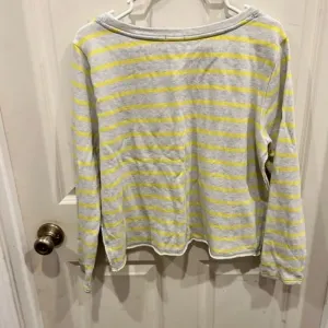 Gap Terry Cloth Crew Neck‎ Yellow and Gray Stripe Sweatshirt size Large thumbnail 5