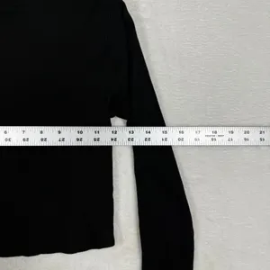 Reformation Black Ribbed Mock Neck Cropped Long Sleeve Top Small Made in USA thumbnail 3