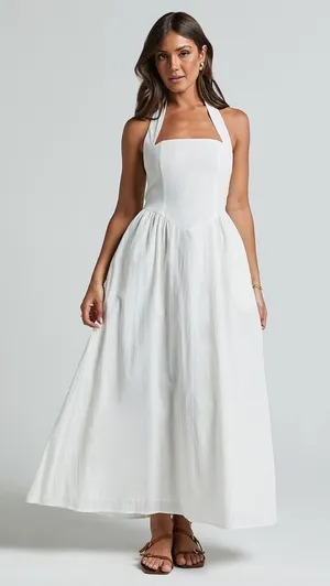 New Showpo Daniella Maxi Dress Halter Neck A Line Dress Size Small MSRP $99 thumbnail 1
