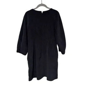 Zara Women’s Black Faux Suede Shift Dress Balloon Sleeve Back Zip Size Medium thumbnail 9
