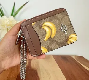 Coach Zip Card Case In Signature Canvas With Banana Print cr833 thumbnail 1