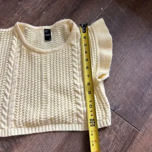 Cider Yellow Cable Knit Two‎ Piece Set Ruffle Crop Top and Mini Skirt Medium thumbnail 6