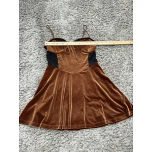 Urban Outfitters Brown Velvet Lace Corset Sleep Dress Fairycore Whimsigoth S thumbnail 14