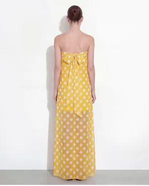 JW Pei Polka-Dot Strapless Maxi Dress - Yellow thumbnail 2
