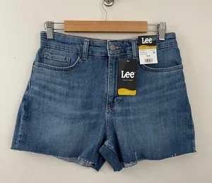 Lee High Rise Relaxed Fit Stretch Denim Jean cutoffs cut off shorts Blue 10 new thumbnail 5