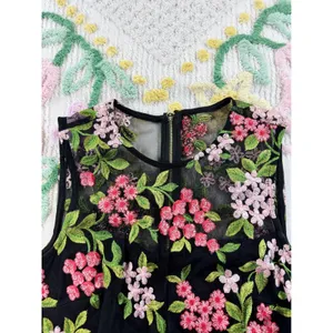 Calvin Klein Floral Embroidered Mesh Mermaid Midi Dress Black Pink 2P CD8L15EZ‎ thumbnail 6