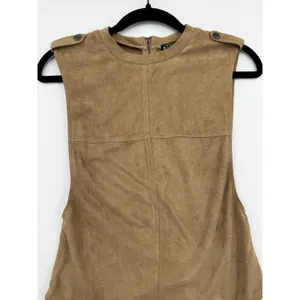 Rehab Brown Faux Suede Deep Side Tank Bodysuit Western Streetwear Moto Y2K Sz S thumbnail 3