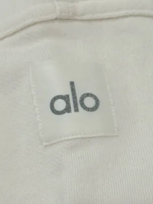 Alo Yoga Hazy Mock Neck Pullover Sweatshirt Small Ivory Oversized Lounge Cozy thumbnail 9