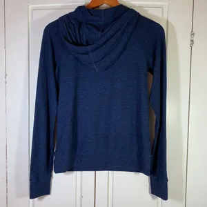 Outdoor Voices Women Navy‎ Blue Heathered Hoodie Thumbholes Size S Performance thumbnail 3