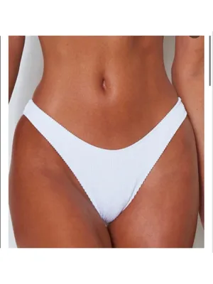 NWT White Fox Boutique Del Marco Bikini Bottom White Ribbed- Size Large thumbnail 7