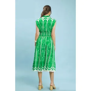 Umgee Sleeveless Smocked Midi Dress - Island Green - Medium thumbnail 3