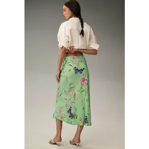 Anthropologie The Tilda Midi Slip Skirt Floral Butterfly Print Y2K 90s Medium thumbnail 6
