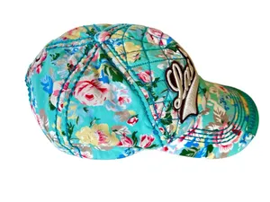 Robin Ruth Las Vegas Snapback Hat Teal Turquoise Quilted Floral Baseball Cap thumbnail 4