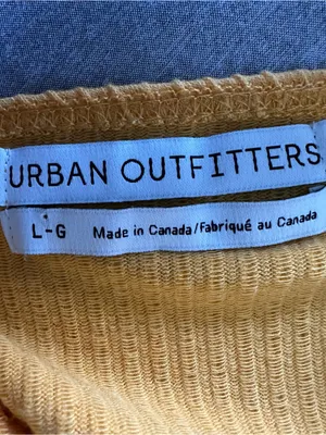 Urban Outfitters Mustard Yellow Ribbed Deep V Halter Crop Top Size Large NWT thumbnail 6