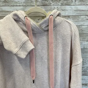 Aerie Womens L Hoodie Pink Oversized Tunic w/ Fur Lined Hood and Pocket Pullover thumbnail 1