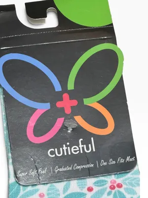 CUTIFUL Super Soft Graduated Compression Socks OS Teal Holly Pattern NEW Pink thumbnail 2