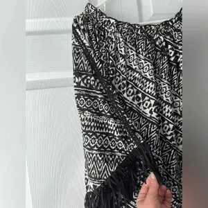 Cinco Ranch Womens Black/White Long Sleeve Tassel Dress Size Large thumbnail 6