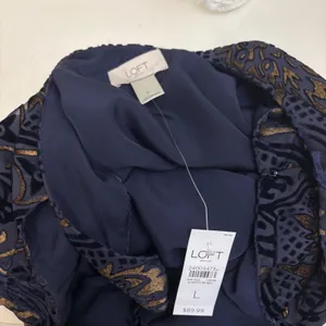 LOFT Velvet Burnout Shift Dress L Wedding Guest Sheer Overlay Evening Chic NWT thumbnail 5