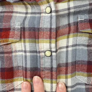 Lucky Brand Plaid Western Pearl Snap Peplum Shirt Red Blue Yellow Rodeo Festival thumbnail 8