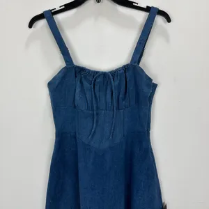 Lulus Considered Charisma Blue Chambray Bustier Mini Dress Cute A Line Large NWT thumbnail 6