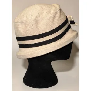 Sun Guard by Parkhurst Cloche Cream & Black Cotton Hat Vintage Made in Canada thumbnail 4