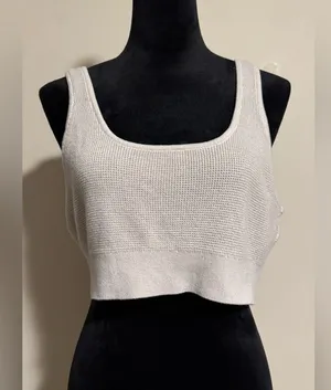 EUC H&M Beige Waffle Knit Crop Too size XL thumbnail 1