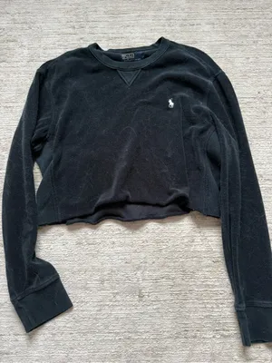 Polo Ralph Lauren Navy Cropped Sweater (Size Large) thumbnail 3