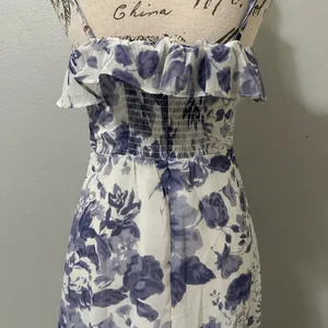By JL luxe Floral Blue and White Dress spaghetti strap size L new with tags thumbnail 9