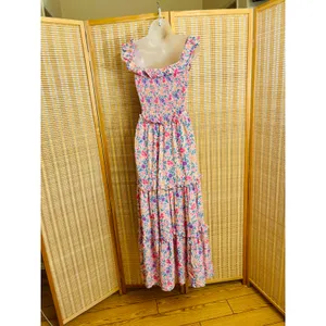 Abel the Label floral cottage core country cotton milk maid sundress sz Med thumbnail 5