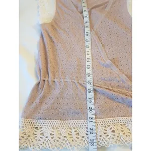 Banana Republic Women Knit Top Crochet Boho Neutral Lace Trim Surplice Wrap XS thumbnail 12