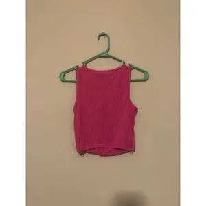 Sincerely Jules Hot Pink Corset Ribbed Tank Top Crop Scoop Neck Faux Boning Sz S thumbnail 2