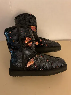 UGG women Black blue sparkle Sequin Classic Short Boots US 9 thumbnail 8